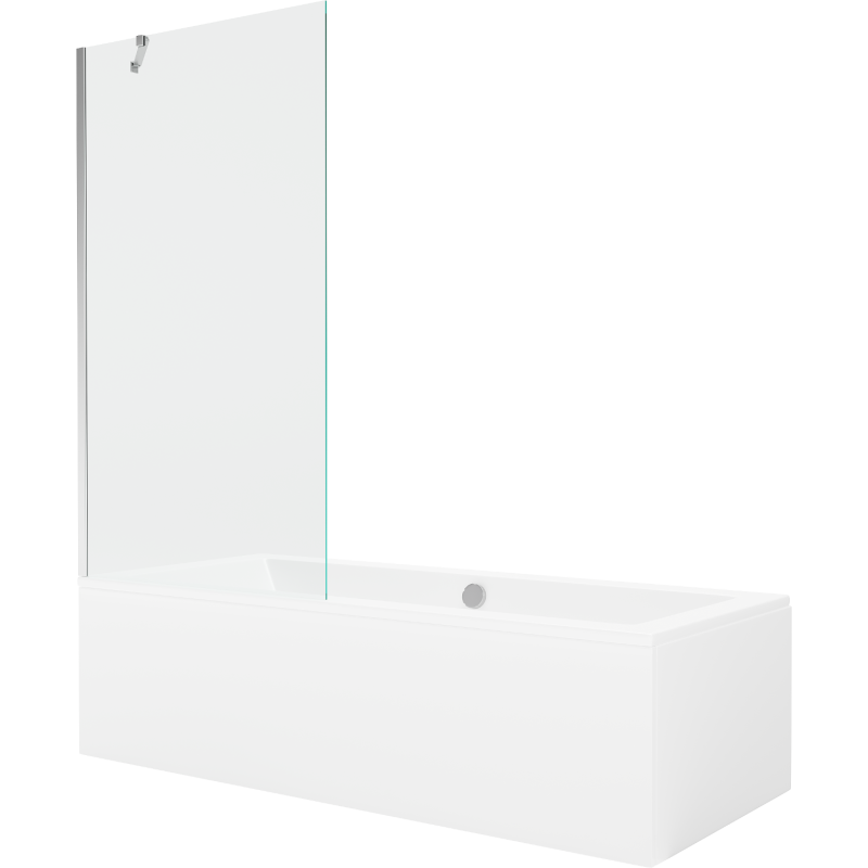 Mexen Cube rectangular bath 180 x 80 cm with casing and 1-wing screen 90 cm, transparent, chrome - 550518080X9509000001