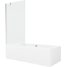 Mexen Cube rechthoekig bad 180 x 80 cm met ombouw en 1-vleugelige scherm 90 cm, transparant, chroom - 550518080X9509000001