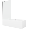 Mexen Cube wanna prostokątna 180 x 80 cm z obudową i parawanem 1-skrzydłowym 90 cm, transparent, chrom - 550518080X9509000001