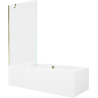 Mexen Cube pravokutna kada 180 x 80 cm s oblogom i 1-krilnim paravanom 90 cm, prozirna, zlatna - 550518080X9509000050