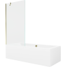 Mexen Cube vasca rettangolare 180 x 80 cm con pannellatura e paravento a 1 anta 90 cm, trasparente, oro - 550518080X9509000050