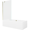 Mexen Cube wanna prostokątna 180 x 80 cm z obudową i parawanem 1-skrzydłowym 90 cm, transparent, złoty - 550518080X9509000050