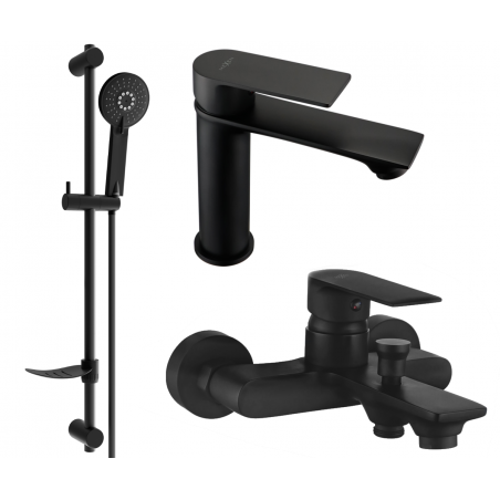 Mexen Royo DF40 bath set, black - 72203DF40-70