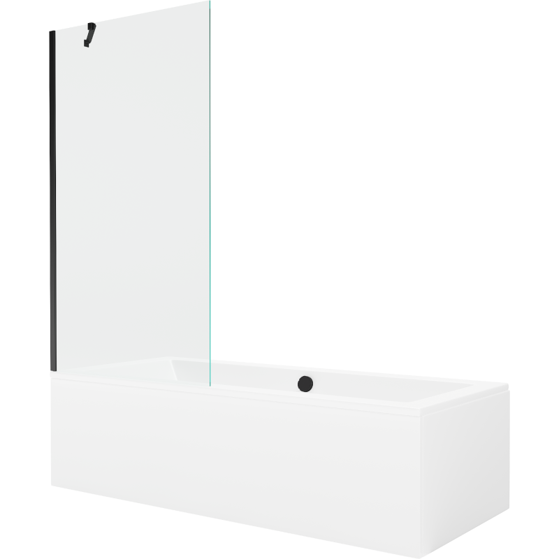 Mexen Cube baignoire rectangulaire 180 x 80 cm avec tablier et paroi de baignoire à 1 vantail 90 cm, transparent, noir - 550518?