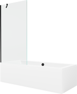 Mexen Cube pravokotna kad 180 x 80 cm z oblogo in enokrilnim zaslonom 90 cm, prosojna, črna - 550518080X9509000070