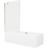 Mexen Cube bañera rectangular 180 x 80 cm con faldón y mampara de 1 hoja 100 cm, transparente, dorado - 550518080X9510000050