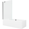 Mexen Cube rechthoekig bad 180 x 80 cm met ombouw en 1-delig scherm 100 cm, transparant, zwart - 550518080X9510000070