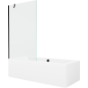 Mexen Cube wanna prostokątna 180 x 80 cm z obudową i parawanem 1-skrzydłowym 100 cm, transparent, czarny - 550518080X9510000070