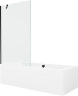Mexen Cube suorakulmainen kylpyamme 180 x 80 cm, kotelo ja 1-ovinen näyttö 100 cm, läpinäkyvä, musta - 550518080X9510000070