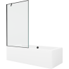 Mexen Cube pravokutna kada 180 x 80 cm s oblogom i jednim krilnim paravanom 100 cm, crni uzorak - 550518080X9510007070