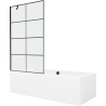 Mexen Cube rectangular bath 180 x 80 cm with casing and 1-wing screen 100 cm, black pattern - 550518080X9510007077