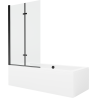 Mexen Cube wanna prostokątna 170 x 80 cm z obudową i parawanem 2-skrzydłowym 100 cm, transparent, czarny - 550517080X9210027000