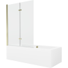 Mexen Cube wanna prostokątna 170 x 80 cm z obudową i parawanem 2-skrzydłowym 120 cm, transparent, złoty - 550517080X9212025000