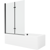 Mexen Cube wanna prostokątna 170 x 80 cm z obudową i parawanem 2-skrzydłowym 120 cm, transparent, czarny - 550517080X9212027000