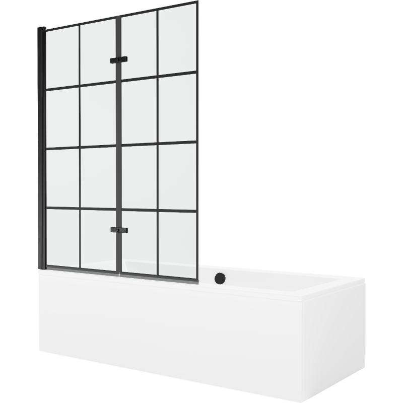 Mexen Cube wanna prostokątna 170 x 80 cm z obudową i parawanem 2-skrzydłowym 120 cm, czarny wzór - 550517080X9212027077