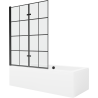 `Mexen Cube wanna prostokątna 180 x 80 cm z obudową i parawanem 2-skrzydłowym 120 cm, czarny wzór - 550518080X92120027077