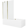 Mexen Cube wanna prostokątna 180 x 80 cm z obudową i parawanem 1-skrzydłowym 120 cm, transparent, złoty - 550518080X9412115000
