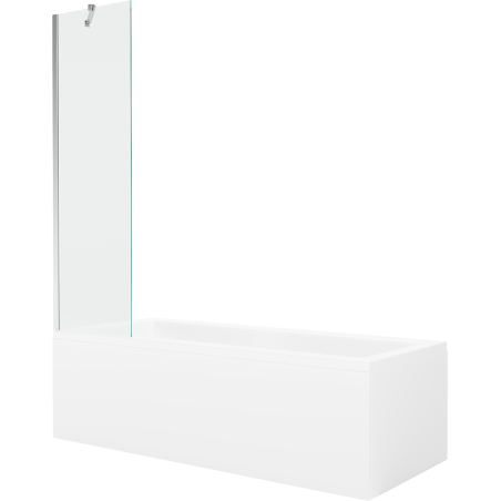 Mexen Cubik wanna prostokątna 150 x 70 cm z obudową i parawanem 1-skrzydłowym 50 cm, transparent, chrom - 550315070X9505000001