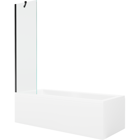 Mexen Cubik baignoire rectangulaire 150 x 70 cm avec habillage et paravent 1-volet 50 cm, transparent, noir - 550315070X9505000?