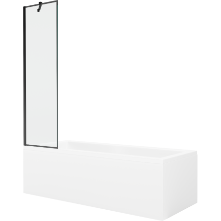 Mexen Cubik baignoire rectangulaire 150 x 70 cm avec habillage et écran 1 volet 50 cm, motif noir - 550315070X9505007070