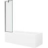 Mexen Cubik rechthoekig bad 150 x 70 cm met ombouw en 1-delige douchewand 50 cm, zwart patroon - 550315070X9505007070