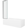 Mexen Cubik wanna prostokątna 150 x 70 cm z obudową i parawanem 1-skrzydłowym 50 cm, czarny wzór - 550315070X9505007070