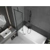 Mexen Cubik baignoire rectangulaire 150 x 70 cm avec habillage et écran 1 volet 50 cm, motif noir - 550315070X9505007070