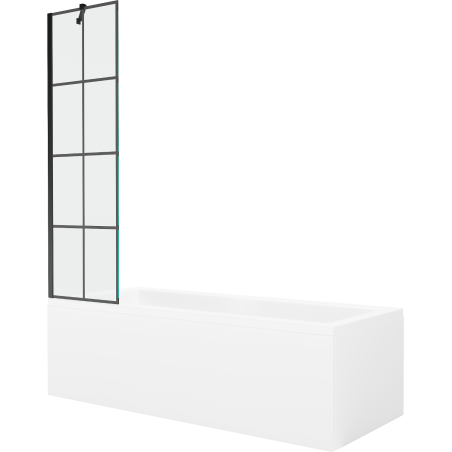 Mexen Cubik baignoire rectangulaire 150 x 70 cm avec habillage et paroi de douche à 1 volet 50 cm, motif noir - 550315070X95050?