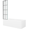 Mexen Cubik baignoire rectangulaire 150 x 70 cm avec habillage et paroi de douche à 1 volet 50 cm, motif noir - 550315070X95050?