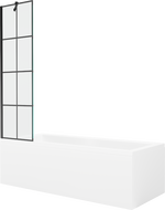 Mexen Cubik ristkülikukujuline vann 150 x 70 cm koos esipaneeli ja üheosalise 50 cm paravaniga, must muster