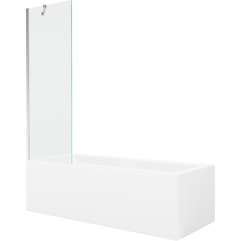 Mexen Cubik rectangular bath 150 x 70 cm with casing and 1-wing screen 60 cm, transparent, chrome - 550315070X9506000001