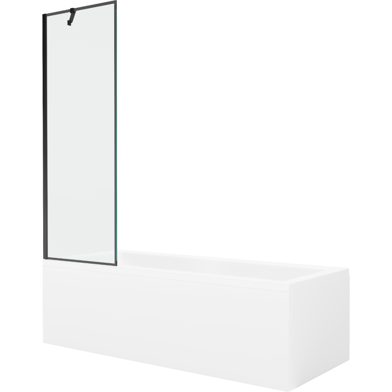 Mexen Cubik baignoire rectangulaire 150 x 70 cm avec tablier et écran à 1 volet 60 cm, motif noir - 550315070X9506007070