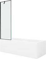 Mexen Cubik Rechteckige Badewanne 150 x 70 cm mit Verkleidung und 1-flügeliger Duschabtrennung 60 cm, schwarzes Muster