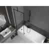 Mexen Cubik rectangular bath 150 x 70 cm with casing and 1-wing screen 60 cm, black pattern - 550315070X9506007070