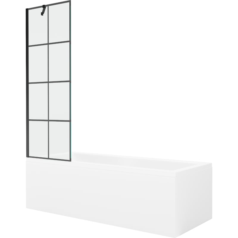Mexen Cubik pravokutna kada 150 x 70 cm s oblogom i paravanom s jednim krilom 60 cm, crni uzorak - 550315070X9506007077