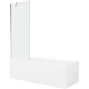 Mexen Cubik rectangular bathtub 150 x 70 cm with casing and 1-wing shower screen 70 cm, transparent, chrome