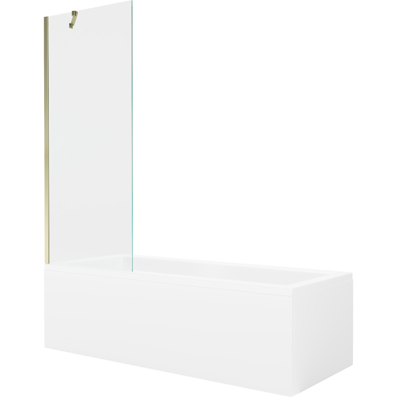 Mexen Cubik baignoire rectangulaire 150 x 70 cm avec carénage et paravent 1-volet 70 cm, transparent, doré - 550315070X95070000?
