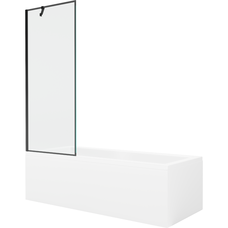 Mexen Cubik rechthoekig bad 150 x 70 cm met ombouw en 1-vleugelig scherm 70 cm, zwart patroon - 550315070X9507007070