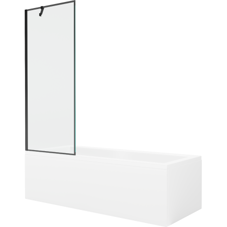Mexen Cubik rechthoekig bad 150 x 70 cm met ombouw en 1-vleugelig scherm 70 cm, zwart patroon - 550315070X9507007070