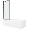 Mexen Cubik rechthoekig bad 150 x 70 cm met ombouw en 1-vleugelig scherm 70 cm, zwart patroon - 550315070X9507007070