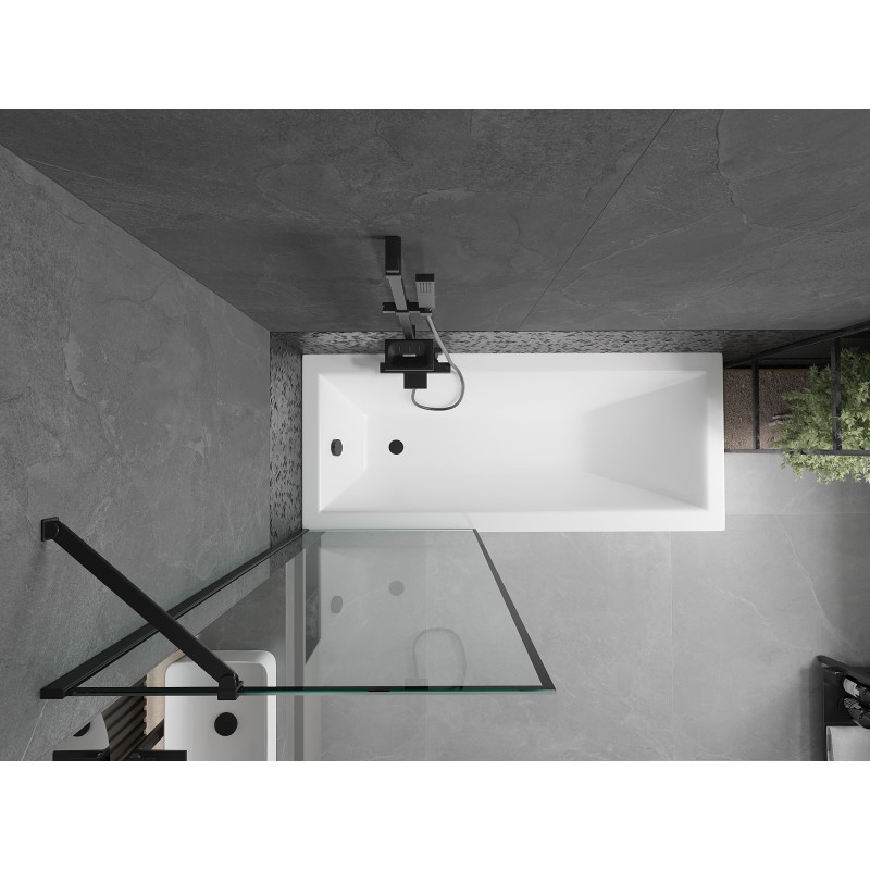 Mexen Cubik Pravokutna kada 150 x 70 cm s oblogom i paravanom s jednim krilom 70 cm, crni uzorak - 550315070X9507007070