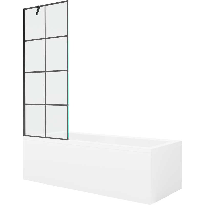 Mexen Cubik rechteckige Badewanne 150 x 70 cm mit Verkleidung und 1-flügeligem Paravent 70 cm, schwarzes Muster - 550315070X950?