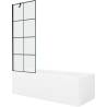 Mexen Cubik rechteckige Badewanne 150 x 70 cm mit Verkleidung und 1-flügeligem Paravent 70 cm, schwarzes Muster - 550315070X950?