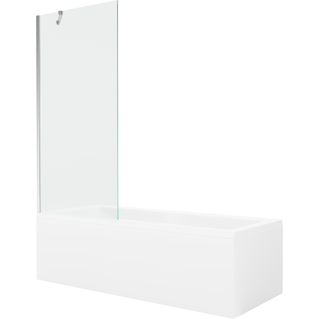 Mexen Cubik rechteckige Wanne 150 x 70 cm mit Verkleidung und einteiliger 80 cm Duschwand, transparent, Chrom - 550315070X95080?