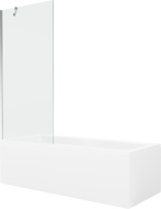 Mexen Cubik rektangulärt badkar 150 x 70 cm med panel och 1-dörrparavan 80 cm, transparent, krom - 550315070X9508000001