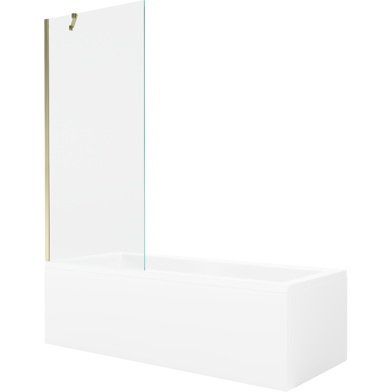 Mexen Cubik baignoire rectangulaire 150 x 70 cm avec habillage et paravent à 1 battant 80 cm, transparent, doré - 550315070X950?