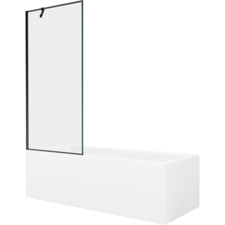 Mexen Cubik pravokutna kada 150 x 70 cm s oblogom i jednim krilnim paravanom 80 cm, crni uzorak - 550315070X9508007070