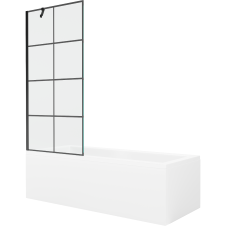 Mexen Cubik pravokutna kada 150 x 70 cm s oblogom i pregradom s jednim krilom 80 cm, crni uzorak - 550315070X9508007077