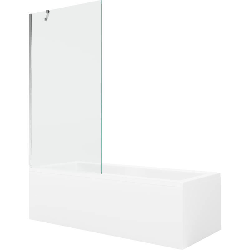 Mexen Cubik baignoire rectangulaire 150 x 70 cm avec tablier et paroi de douche 1 volet 90 cm, transparent, chrome