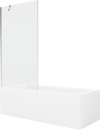 Mexen Cubik Rechteckeg Buedbidde 150 x 70 cm mat Verkleedung an 1-Flillege Parawan 90 cm, transparent, Chrom